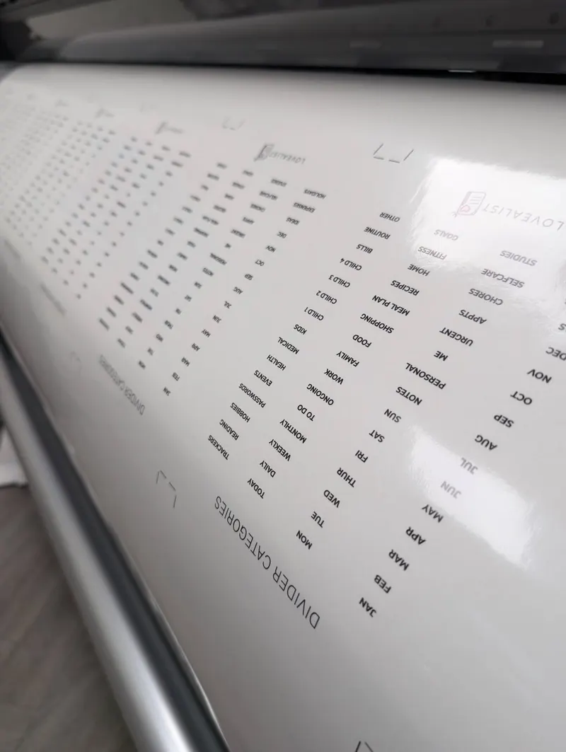 Printed category divider labels