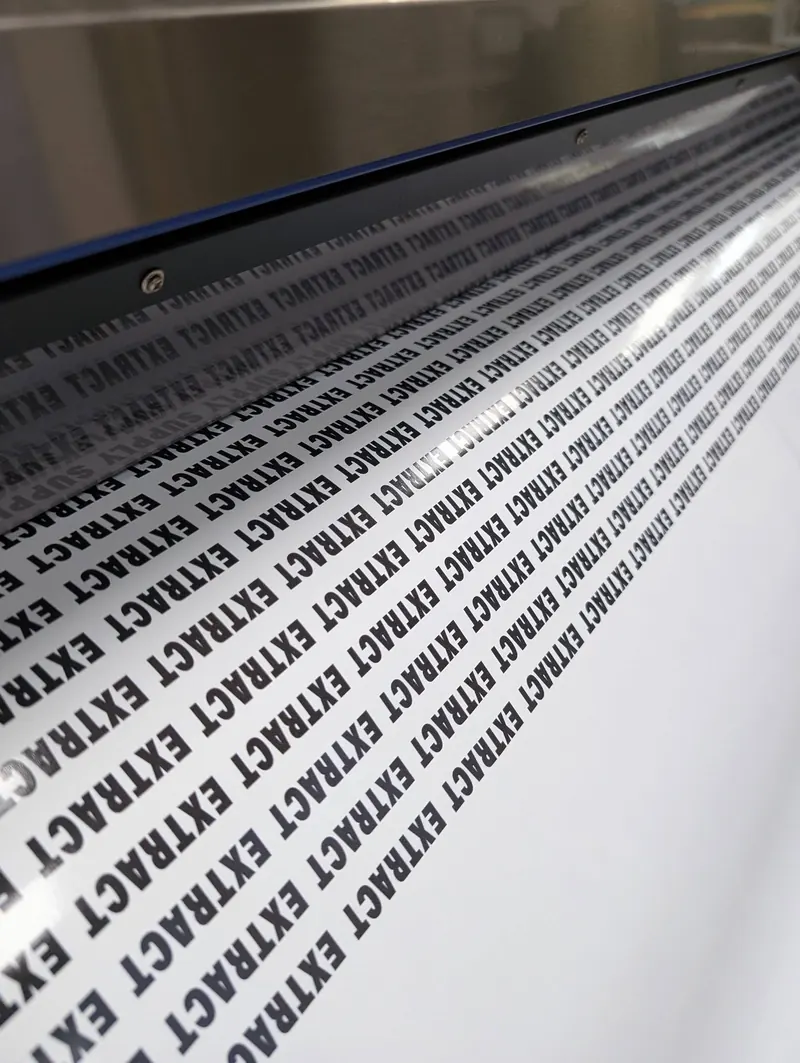 A long run of printed product labels