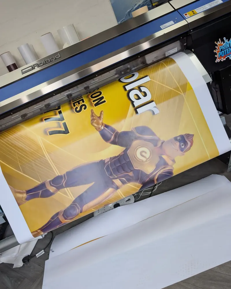 Illustrated poster coming off the Roland printer