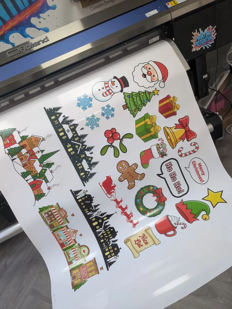 Christmas decal stickers printed and cut on one sheet
